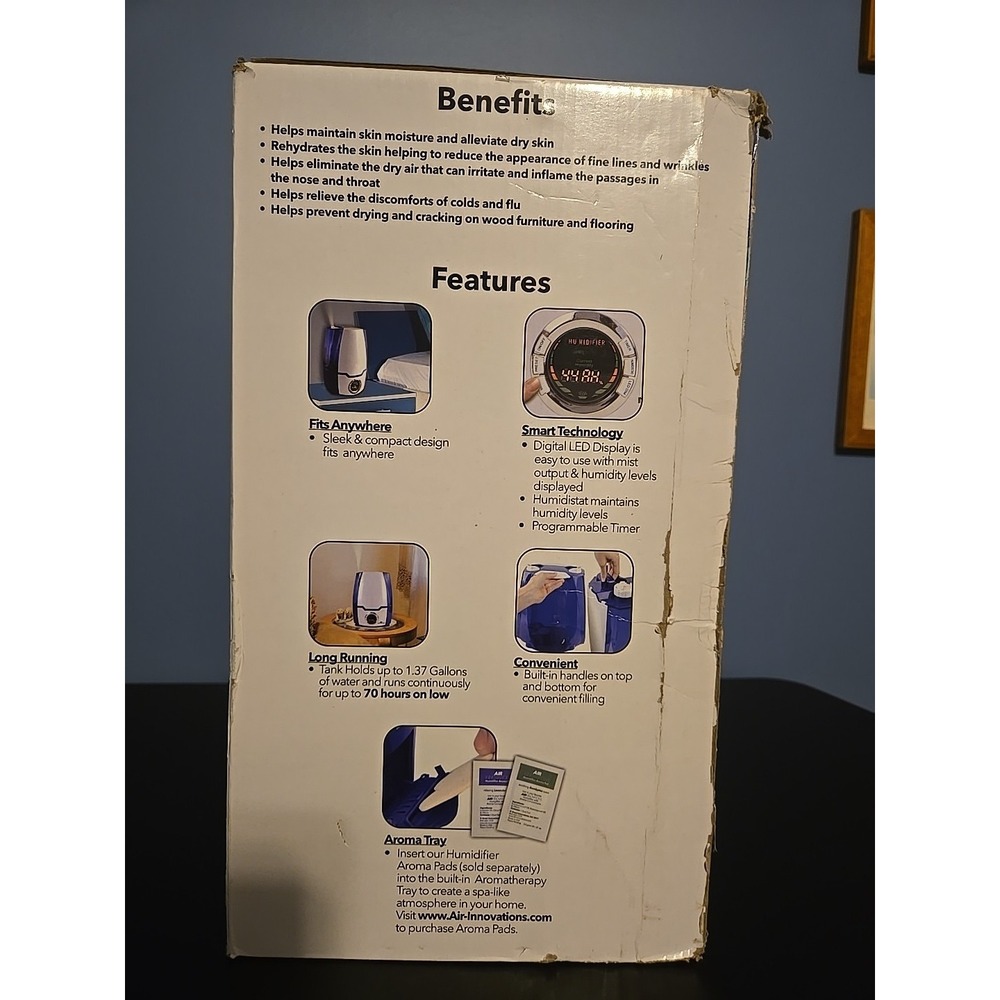 Air‎ Innovations Aromatherapy Humidifier Clean Mist Smart Humidifier - Picture 2 of 13